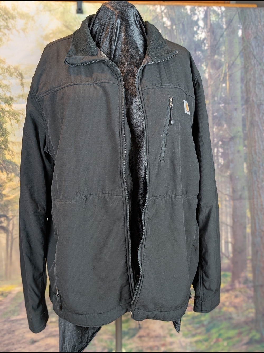 Carhartt J250 Black Softshell Jacket XL Tall Fleece Lined Full Zip Workwear Coat